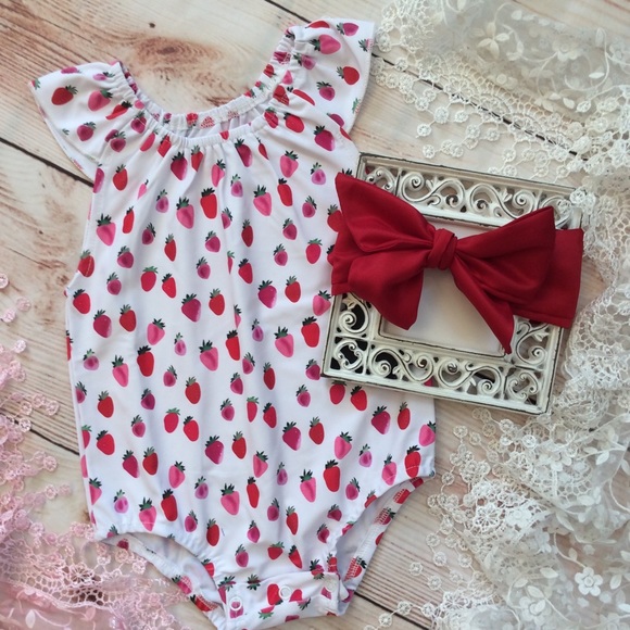 strawberry romper for baby girl